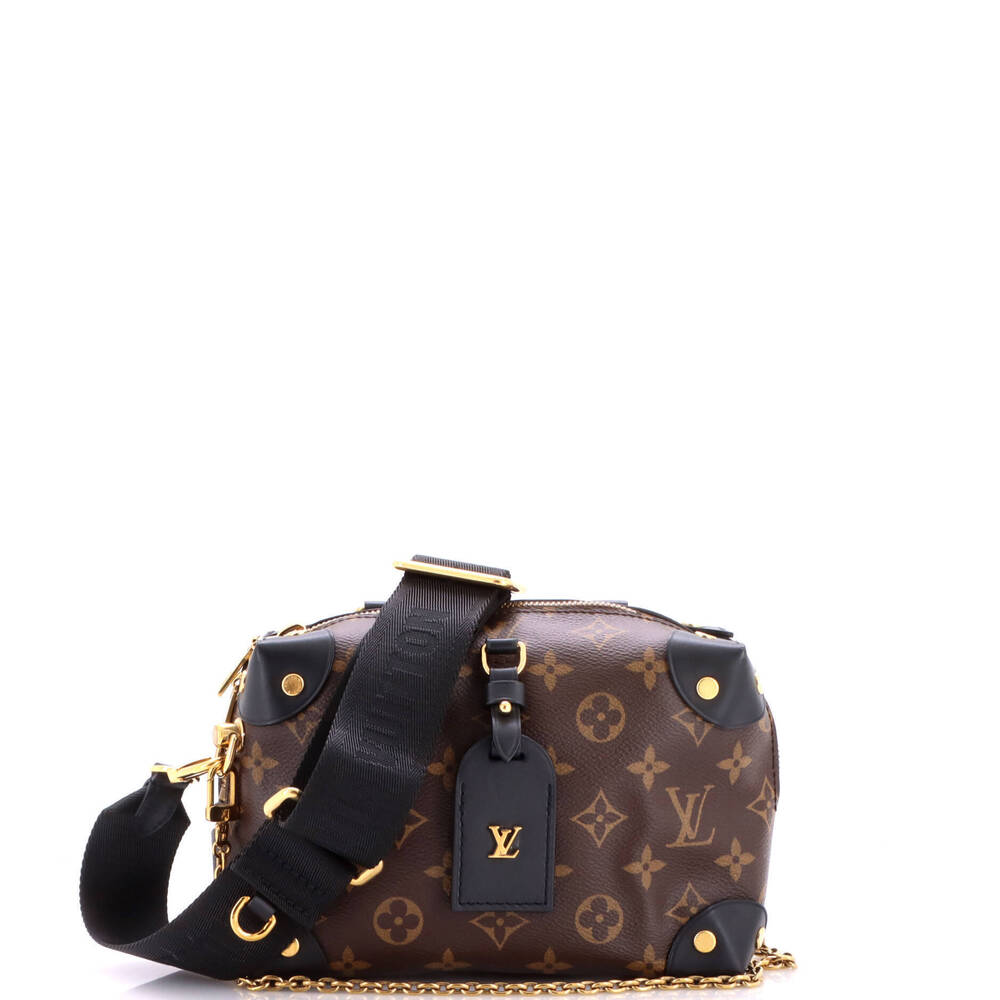 Louis Vuitton Petite Malle Souple Handbag Monogram Canvas with Leather